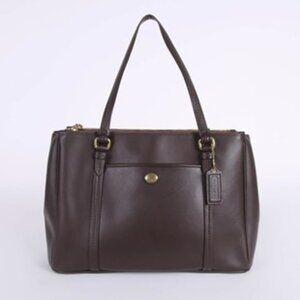 Euc Coach Brown Saffiano Leather Shoulder Bag Tote Purse